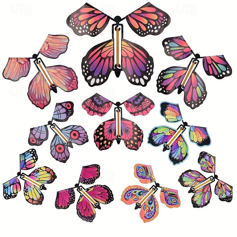 Rainbow Butterfly Trio Set - Colorful, Delicate, and Poseable Wings - Novelty Toys for Easter, Halloween, and Christmas Gifts