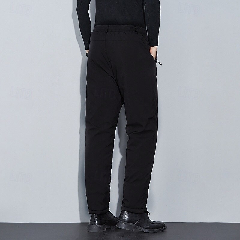 Men's Sherpa Dress Pants Fleece Pants Trousers Suit Pants Pocket Elastic Waist Straight Leg Plain Comfort Warm Full Length Business Casual Daily Fashion Streetwear Black Blue4