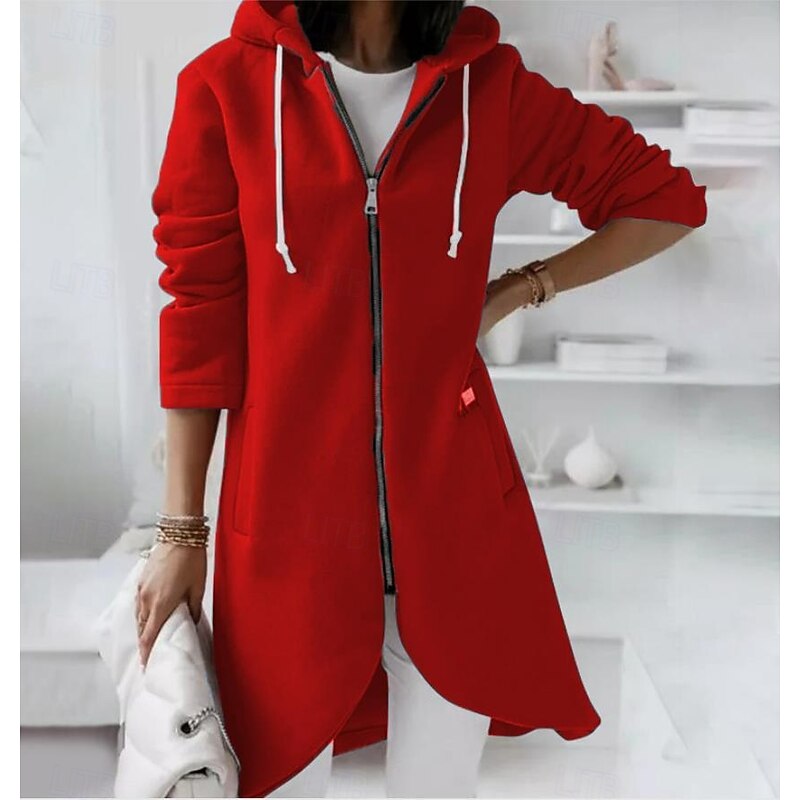 Women's Casual Jacket Outdoor Zipper Solid Color Windproof Fashion Loose Fit Outerwear Long Sleeve Fall Black S 5