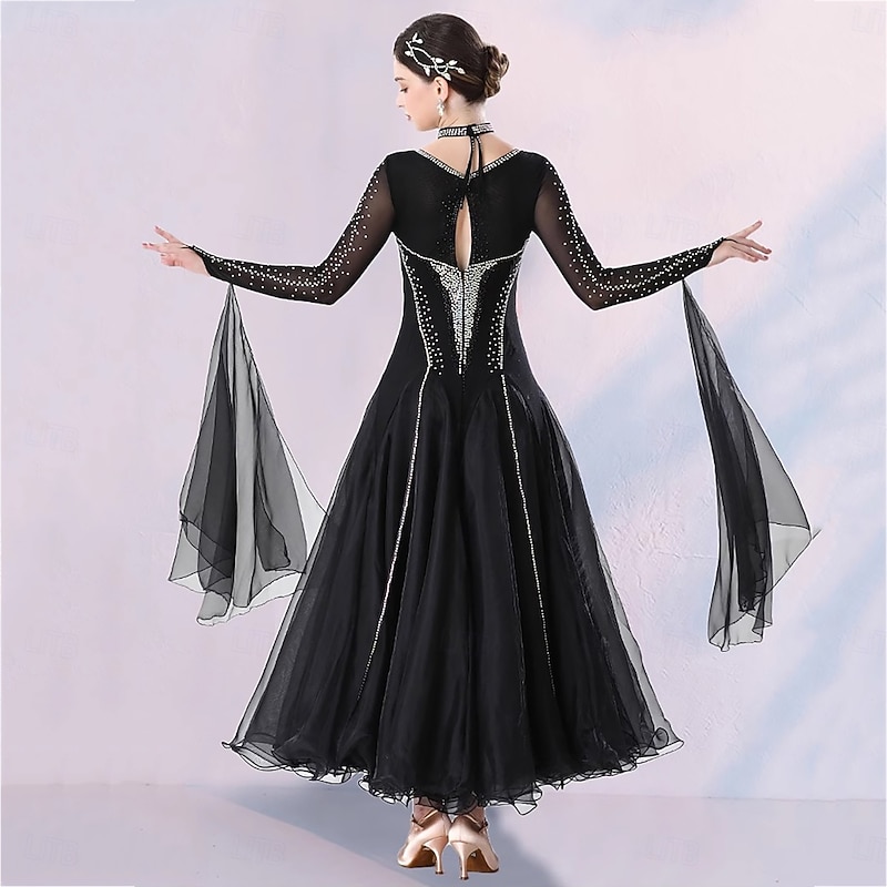 Ballroom Competition Dresses Women's Performance Party Modern Dance Costumes Big Swing Long Sleeve Standard Tango Waltz Dancing Outfit2