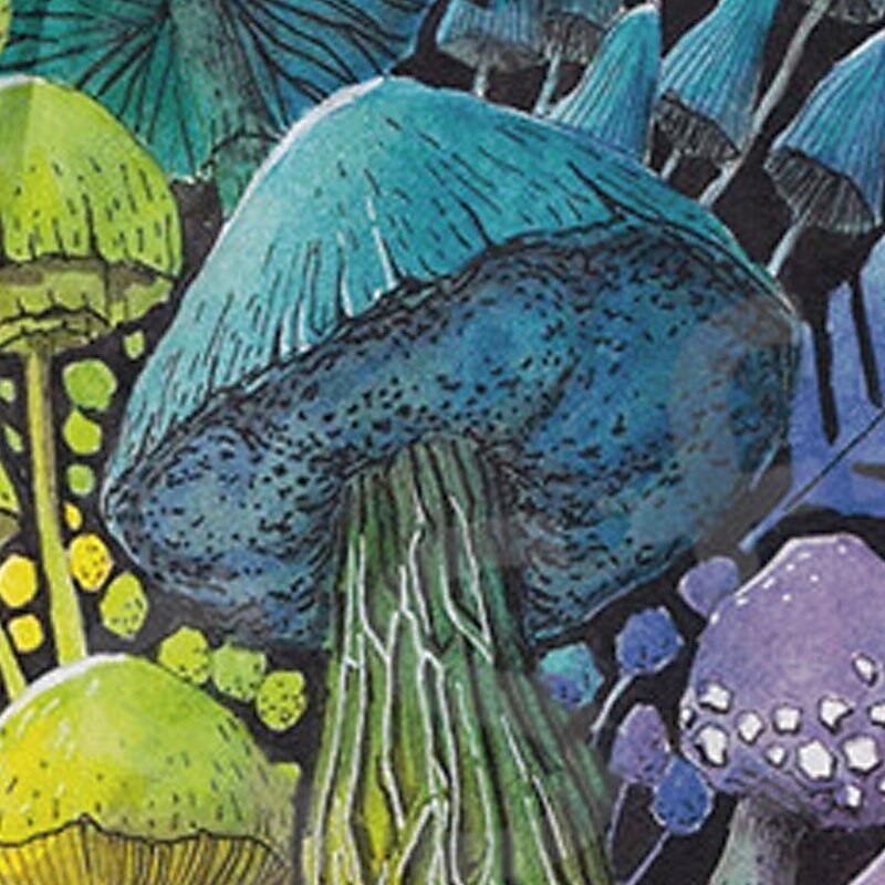 Men's Mushroom Winter Coat Fleece Jacket Coat Comfortable Warm Breathable Abstract Hippie Sports & Outdoor Daily Wear Going out Zipper Pocket Print Fall & Winter Hoodie Long Sleeve Blue3