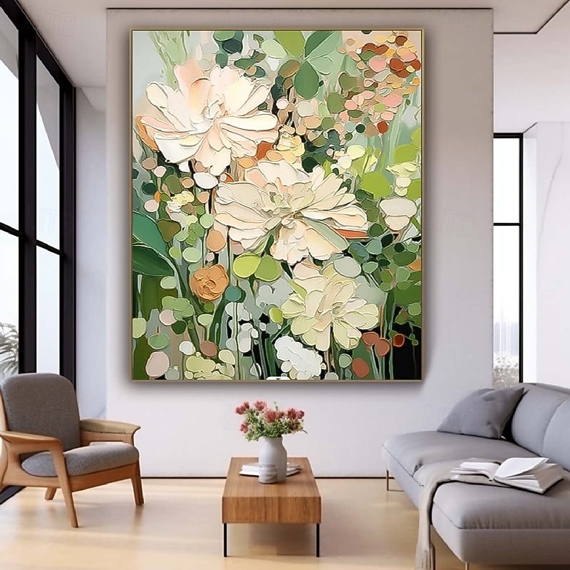 Oil painting handmade Impressionism Floral Paintings handmade Flower Oil Painting Abstract Rose Flower Painting Flower Landscape Painting Floral Wall Art Canvas Spring painting for Living Room3
