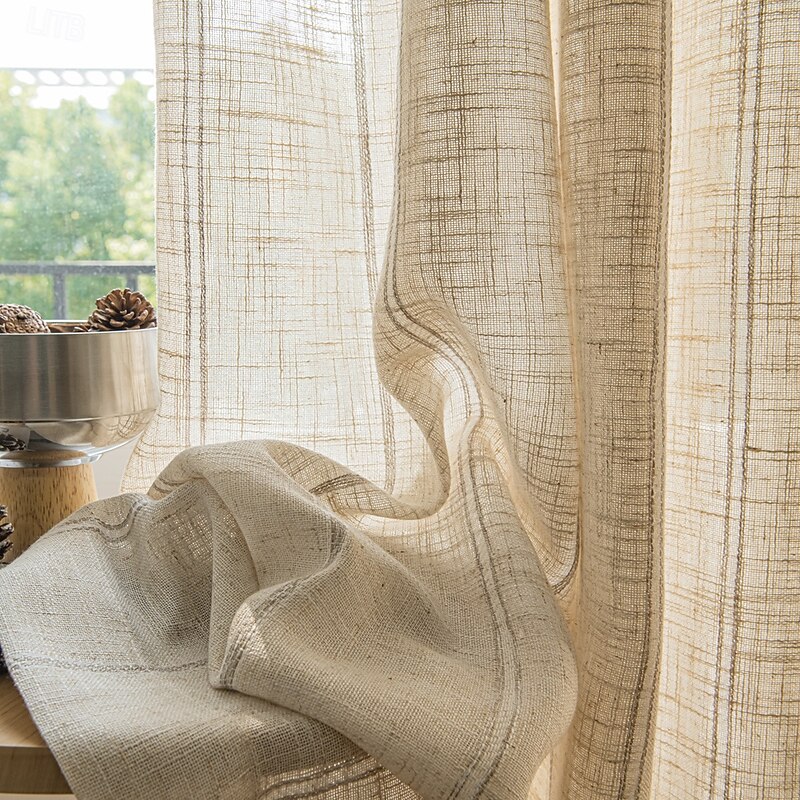 Semi Transparent Screen Curtain One Panel Modern Minimalist Style With Thickened Hemp Cotton Window Screen Living Room Bedroom Dining Room Study Room4