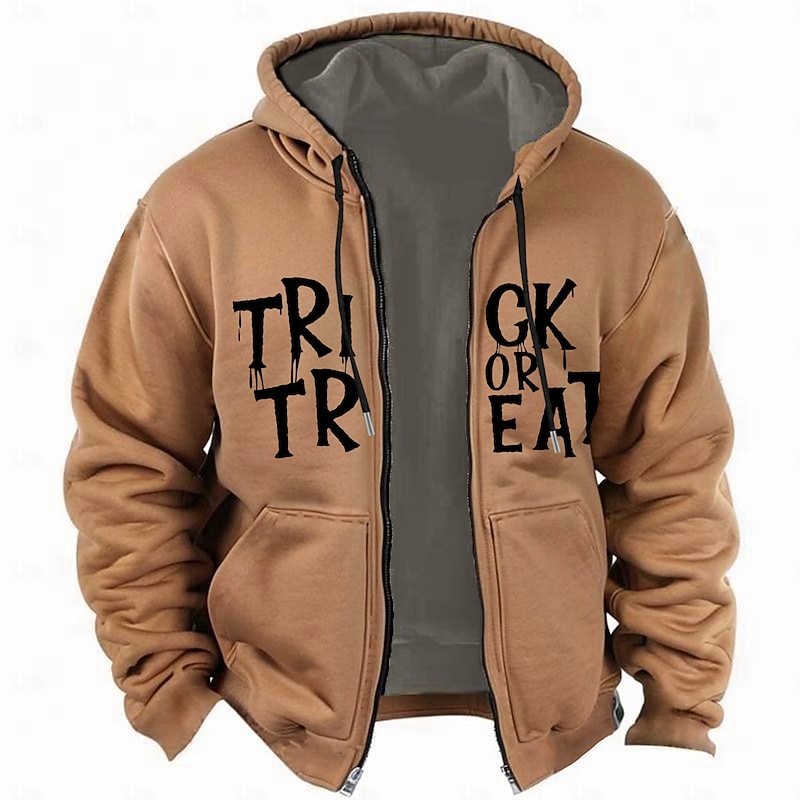 Men's Spooky Halloween Trick or Treat Graphic Full Zip Hoodie3