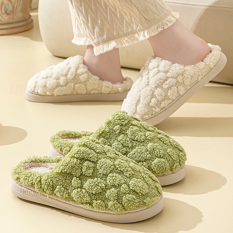 Household Cotton Slippers for Women & Men Thick Sole, Warm Winter Slippers with Non-Slip Design Cute Couple Slippers for Comfort