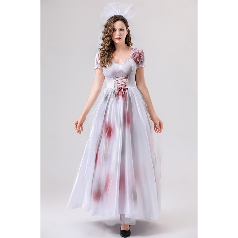 Ghostly Bride Halloween Dress Cosplay Costume Scary Costume Adults' Women's Carnival Masquerade Party / Evening Easy Halloween Costumes Dress Up