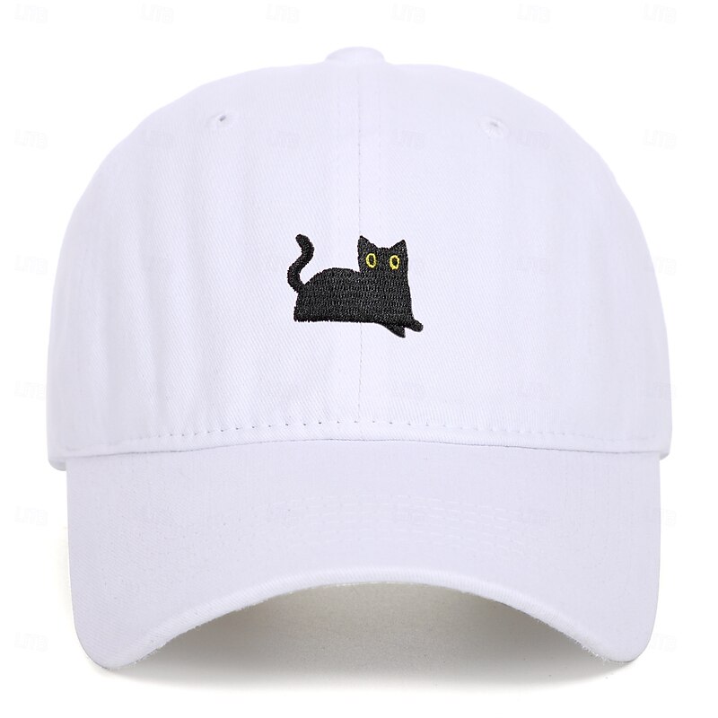 Men's Baseball Cap Sun Hat Trucker Hat White Dark Green Polyester Fashion Casual Street Daily Cat Adjustable Sunscreen Breathable2