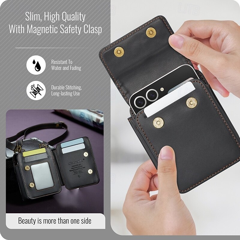 CaseMe Luxury Universal Case for Samsung Z Flip 6 5 MOTO Flip Hot Selling Shoulder Wristrap Magnetic Leather Universal Phone Bag3