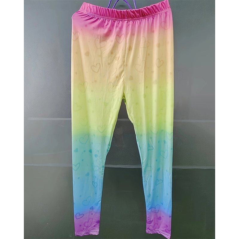 Girls' 3D Heart Graphic Pants Leggings Spring Fall Active Basic Kids 4-12 Years Outdoor Casual Daily Regular Fit4