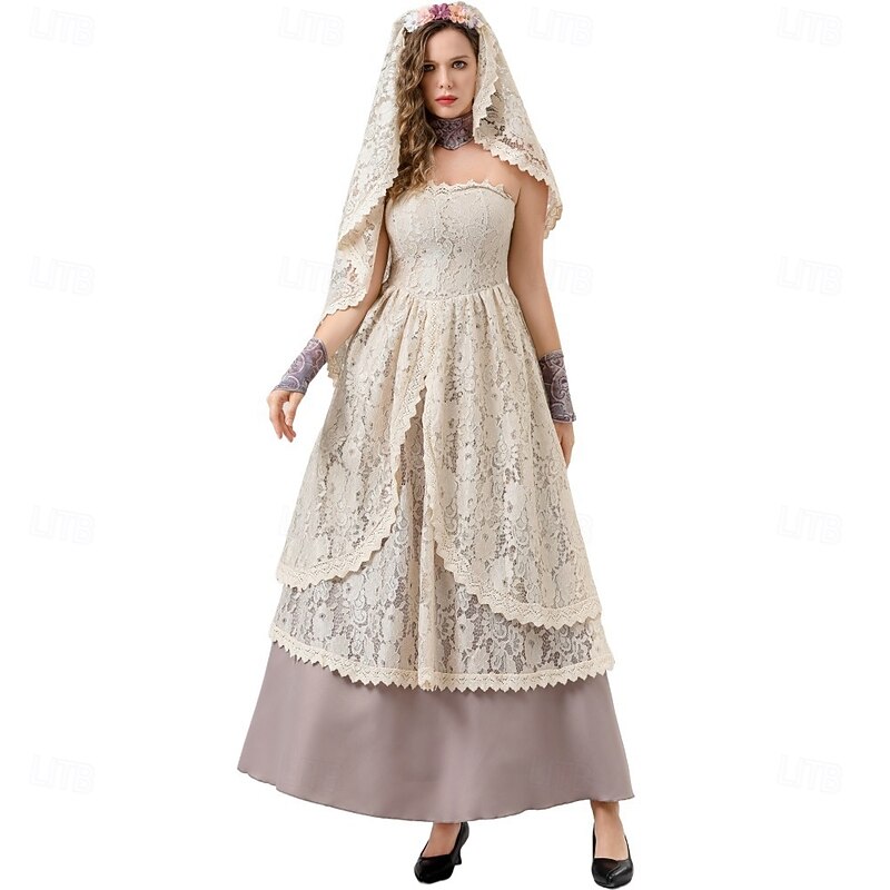 Victorian Medieval Renaissance Prom Dress Bride Outlander Lace Fancy Dress Women's Celtic Fantasy Halloween Carnival Masquerade LARP Ren Faire Festival Adults' Dress4