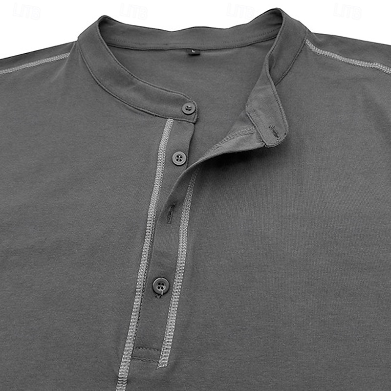 Men's 100% Cotton T shirt Tee Tee Top Long Sleeve Shirt Solid Color Henley Home Wear Long Sleeve Color Block Clothing Apparel Vintage Daily Casual Street Style4