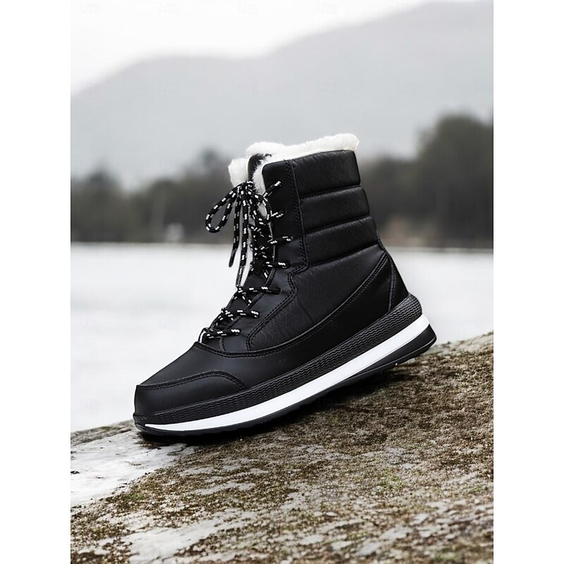 Women's Red Lace-Up Waterproof Winter Boots with Plush Lining and Non-Slip Sole – Stylish Snow Boots for Cold Weather 14