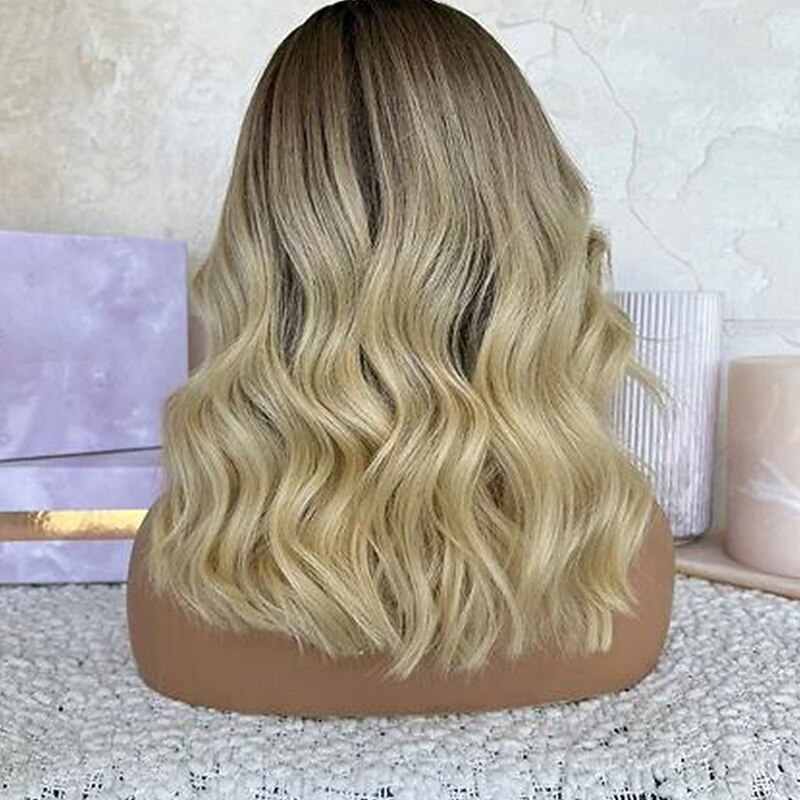 Unprocessed Virgin Hair 13x4 Lace Front Wig Short Bob Brazilian Hair Wavy Black Multi-color Wig 130% 150% Density with Baby Hair Ombre Hair Natural Hairline For Women Long Human Hair Lace Wig4