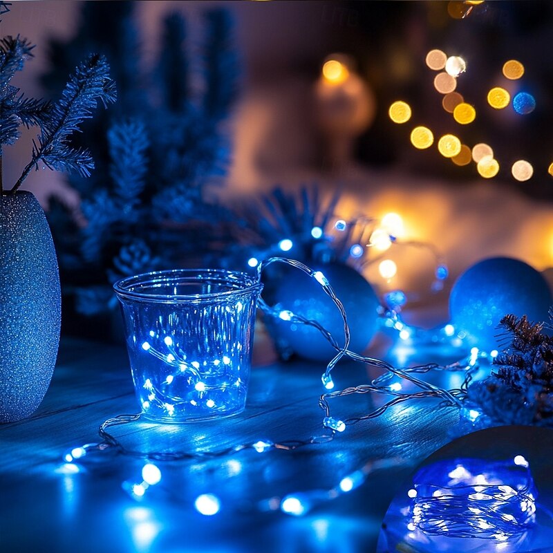 Waterproof Copper Wire String Lights 1M-10M Battery Powered Fairy Lights for Non-conductive Christmas Halloween Wedding Festival Indoor and Outdoor Decorative Light2