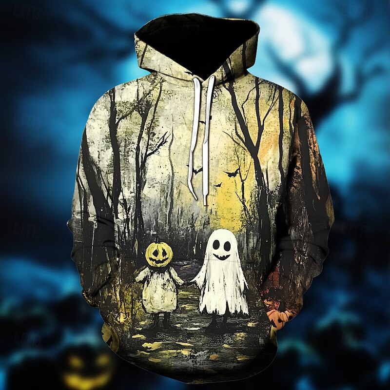 Halloween Ghost Pumpkin Hoodie Pullover Halloween 3D Front Pocket Graphic For Couple's Men's Women's Adults' Halloween Carnival Masquerade 3D Print Party Festival2