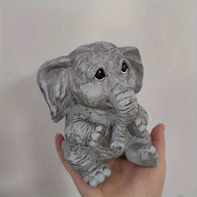 Elephant Figurine Ornament - Resin Animal Garden Statue for Outdoor, Patio, Home Decor - Versatile Hanging Attachment for All Season Celebrations Including Christmas, Halloween, Easter4