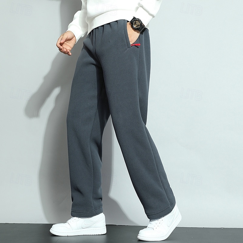 Men's Sherpa Fleece Pants Sweatpants Joggers Trousers Drawstring Zipper Pocket Straight Leg Plain Comfort Warm Full Length Outdoor Casual Daily Sports Fashion Black Blue4