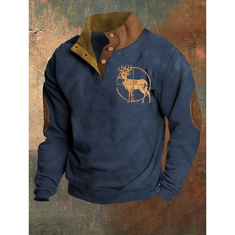 Men's Sweatshirt Black Navy Blue Green Standing Collar Graphic Print Patchwork Daily Holiday Going out Polyester Streetwear Casual Fall Winter Clothing Apparel Hoodies Sweatshirts  Long Sleeve2