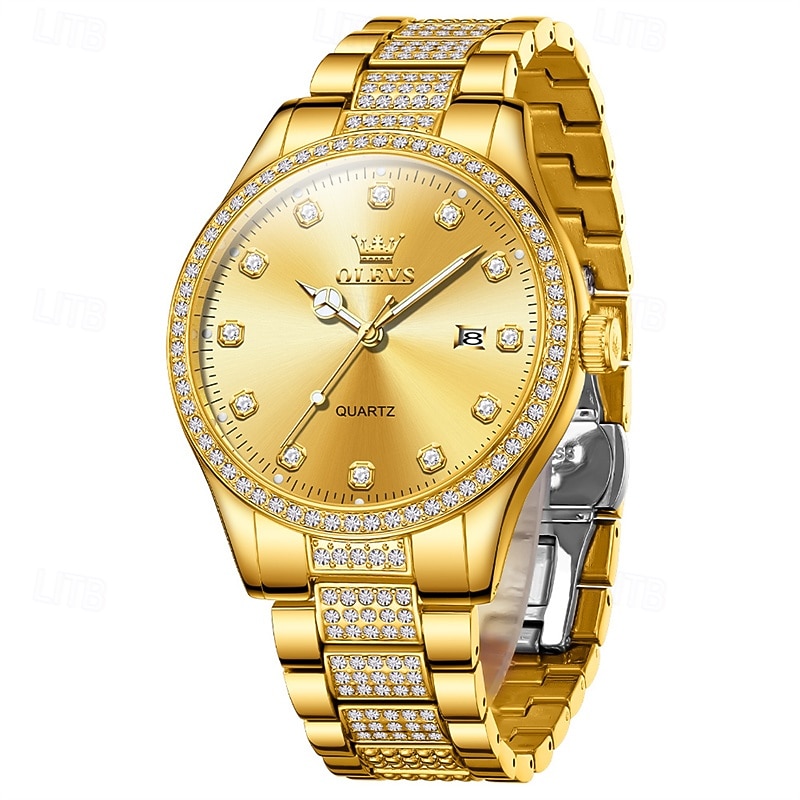 New Olevs Olevs Brand Men'S Steel Band Watch With Diamonds Luminous Calendar Fashion Trend Simple Business Quartz Watch Vacation Waterproof Sports Men'S Wristwatch3