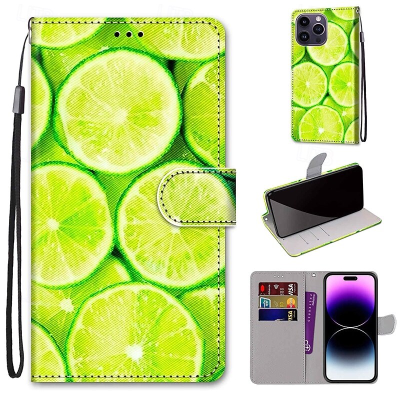 Phone Case For iPhone 14 Pro Max 13 12 11 Pro Max Mini Back Cover with Stand Holder with Wrist Strap Card Slot Retro TPU PU Leather3