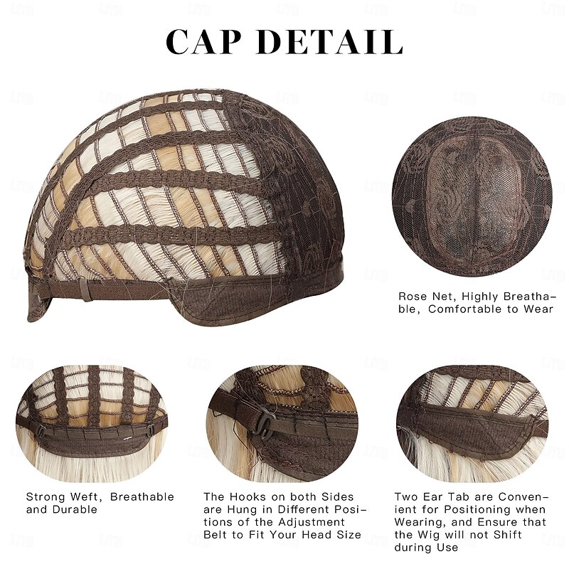 Long Ombre Blonde Wig with Bangs for Women Natural Layered Wavy Wigs Brown Roots Heat Resistant Synthetic Fiber High Density Curly Hair for Daily Party Holiday Dating Use4