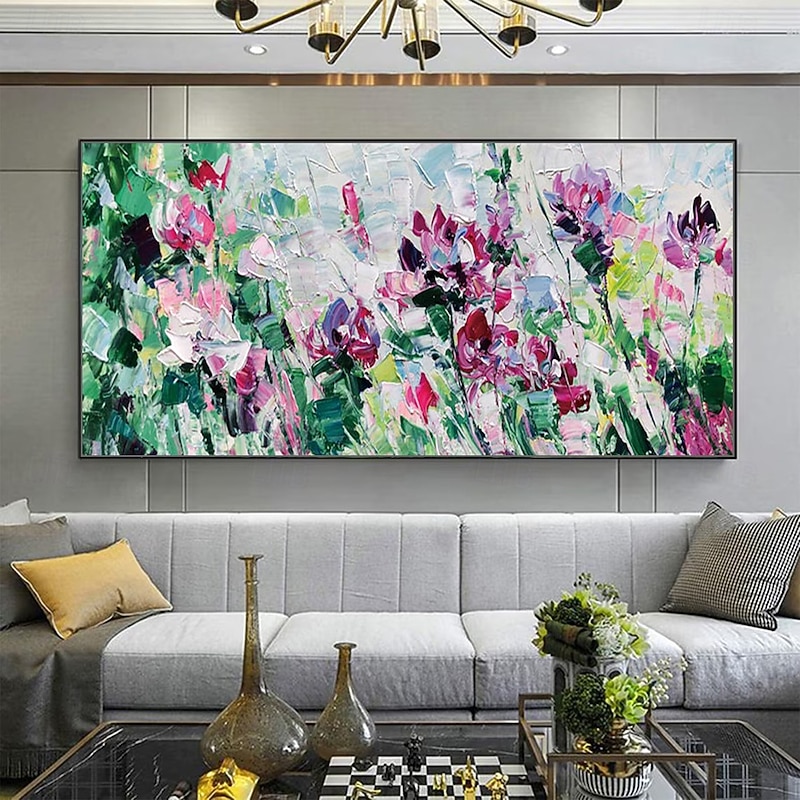 Mintura Handmade Texture Flowers Oil Paintings On Canvas Wall Art Decoration Modern Abstract Picture For Home Decor Rolled Frameless Unstretched Painting2