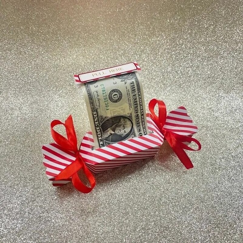 Christmas Surprise Money Pull Pouch, Xmas DIY Cash Gift Holder, Candy-Inspired Pull Out Money Pouch, Rectangle Christmas Money Pull Pouch Kit for Cash, Creative Gift Ideas for Cash, Stocking Stuffers2
