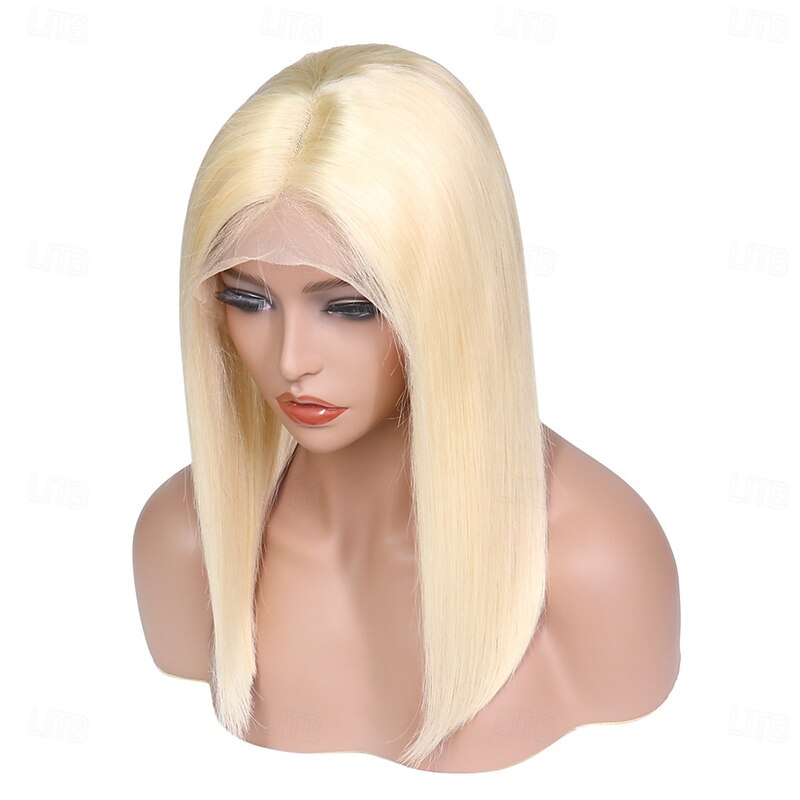 Remy Human Hair 13x6 Lace Front  Wig Side Part Middle Part Free Part Brazilian Hair Straight Natural Straight Blonde Wig 130% 150% 180% Density with Baby Hair Natural3