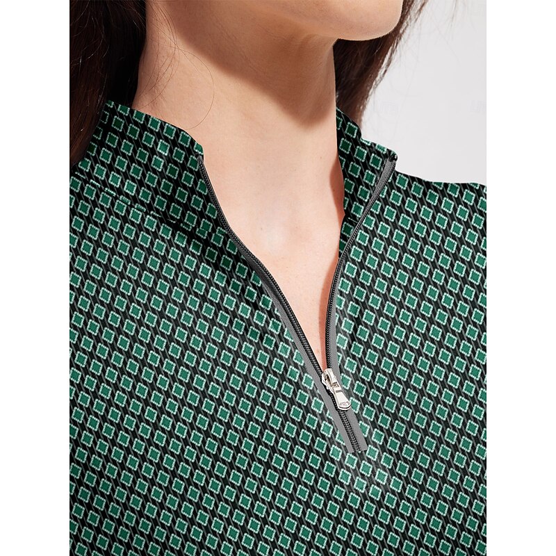 Women's Golf Polo Shirt Green Dark Blue Long Sleeve Top Ladies Golf Attire Clothes Outfits Wear Apparel3