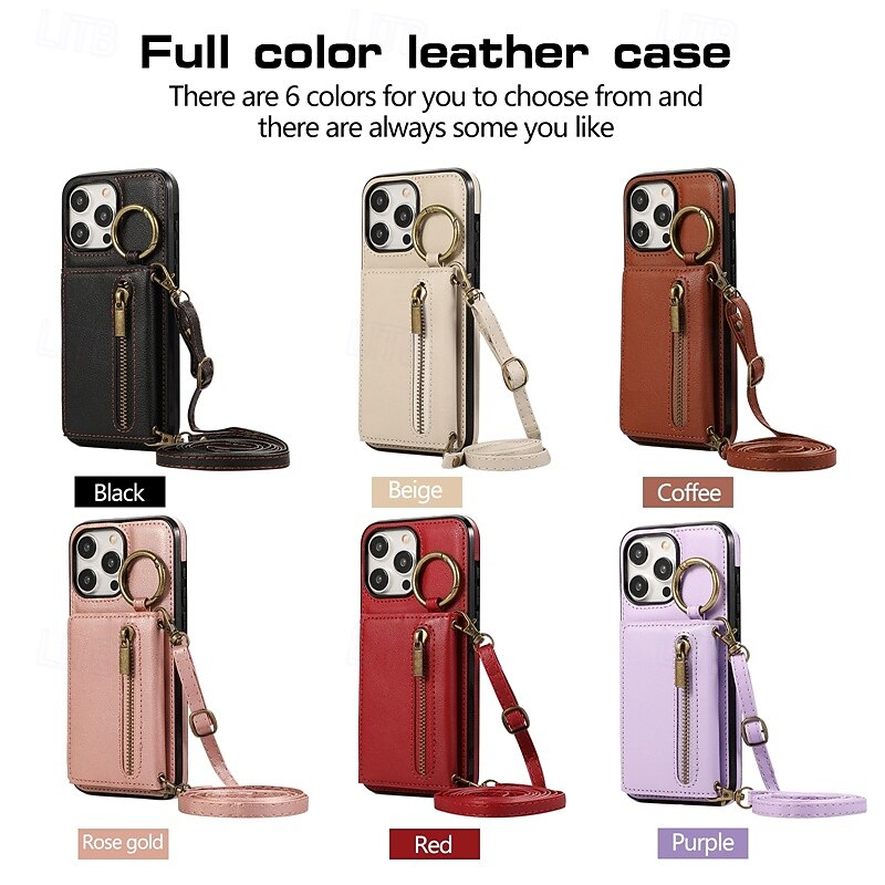 Phone Case For iPhone 17 Pro Max 17 Air 16 15 14 Pro Max Plus 13 12 11 Pro Max Mini Back Cover with Stand Holder Ring Holder Zipper Retro TPU PU Leather