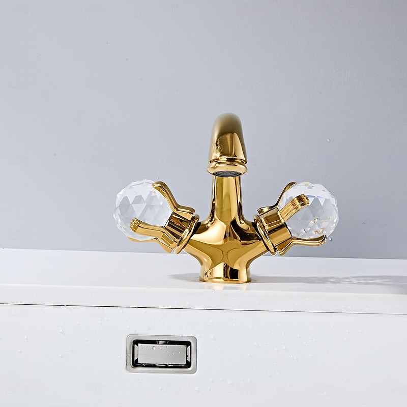 Bathroom Sink Faucet Electroplated Modern Brass Single Handle One Hole Centerset Mount for Sink, Hot and Cold Water Hoses Included3