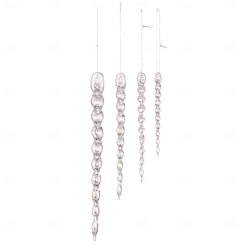 Christmas Tree Transparent Ornaments Set, Acrylic Icicle Xmas Hanging Decoration, Realistic Ice Spike Ornaments for Holiday Tree Decor3