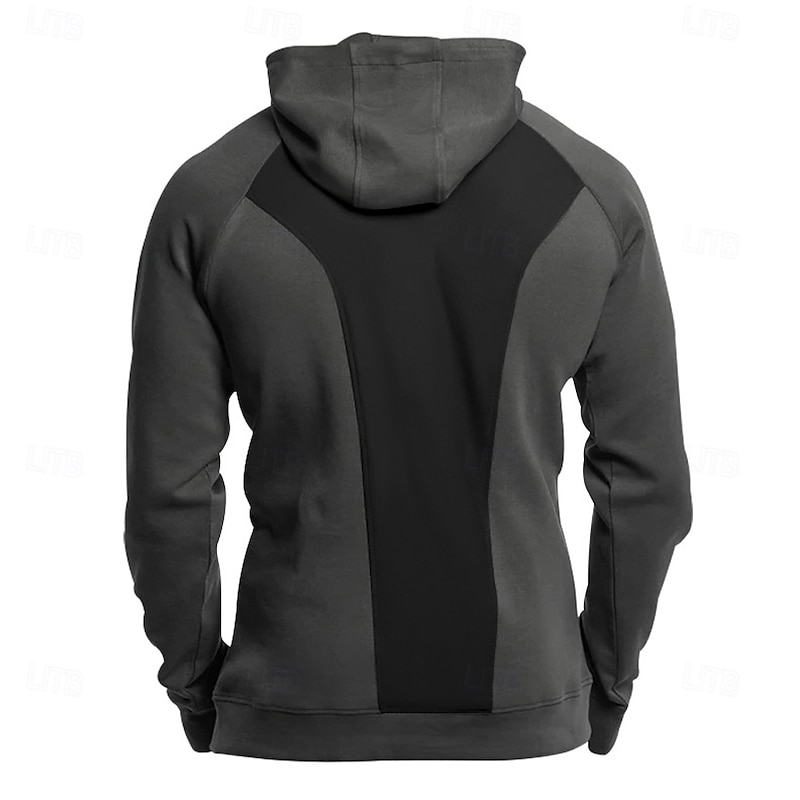 Men's Quarter Zip Sweatshirt Raglan Hoodie Tactical Hoodie Black Army Green Navy Blue Dark Gray Hooded Half Zip Color Block Patchwork Pocket Quarter Zip Work Sports & Outdoor Casual Streetwear Basic3