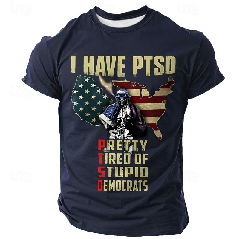 Veterans Day Men's Patriot Patriotic Veteran American US Flag Patriotic T shirt Short Sleeve T shirt 3D Print Crew Neck Shirt Fashion Athleisure Street Sports Outdoor Black Dark Green Dark Blue3