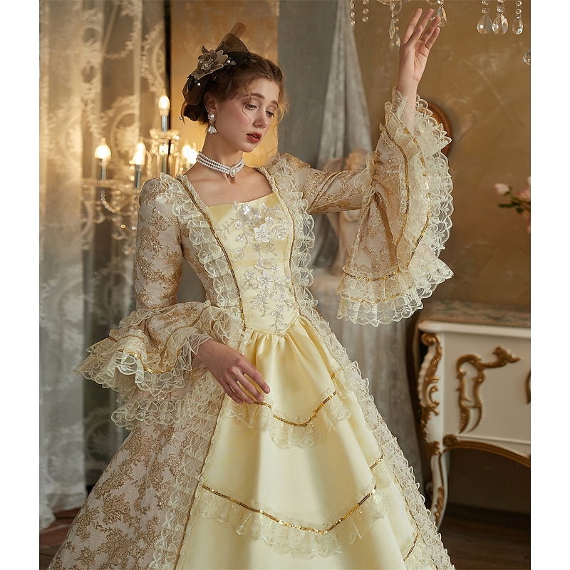 Rococo Victorian Vintage Inspired Dress Party Costume Prom Dress Princess Shakespeare Solid Color Ball Gown Fancy Dress Women's Christmas Halloween Carnival Party Evening Party Masquerade Adults'3