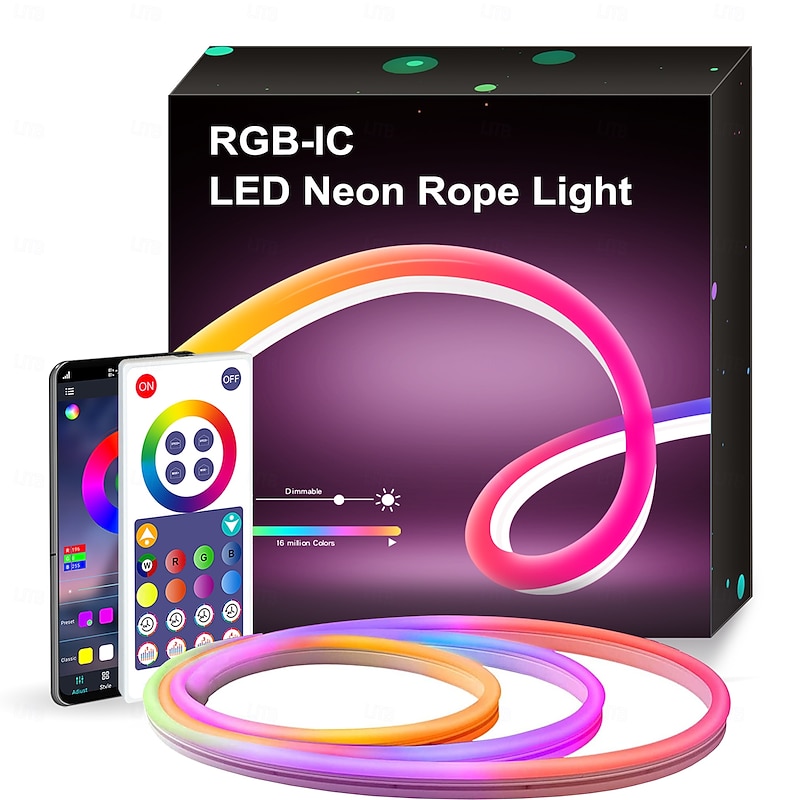5m Neon Strip Lights Smart Rope Lights Tuya Wifi Bluetooth Bluetooth Music App Remote Control Plug Power Supply Horse Racing Neon Strip Lights Living Room Bedroom Decoration2