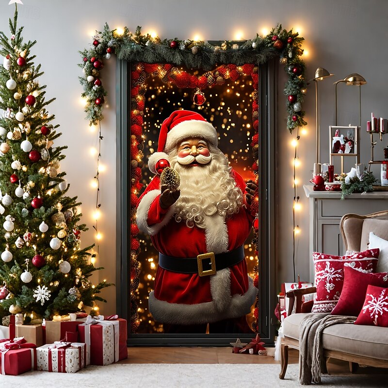 Christmas Door Decorations Door Covers Xmas Snowman Door Tapestry Door Curtain Decoration Backdrop Door Banner for Front Door Farmhouse Christmas Holiday Party Decor Supplies Gift Indoor/Outdoor3