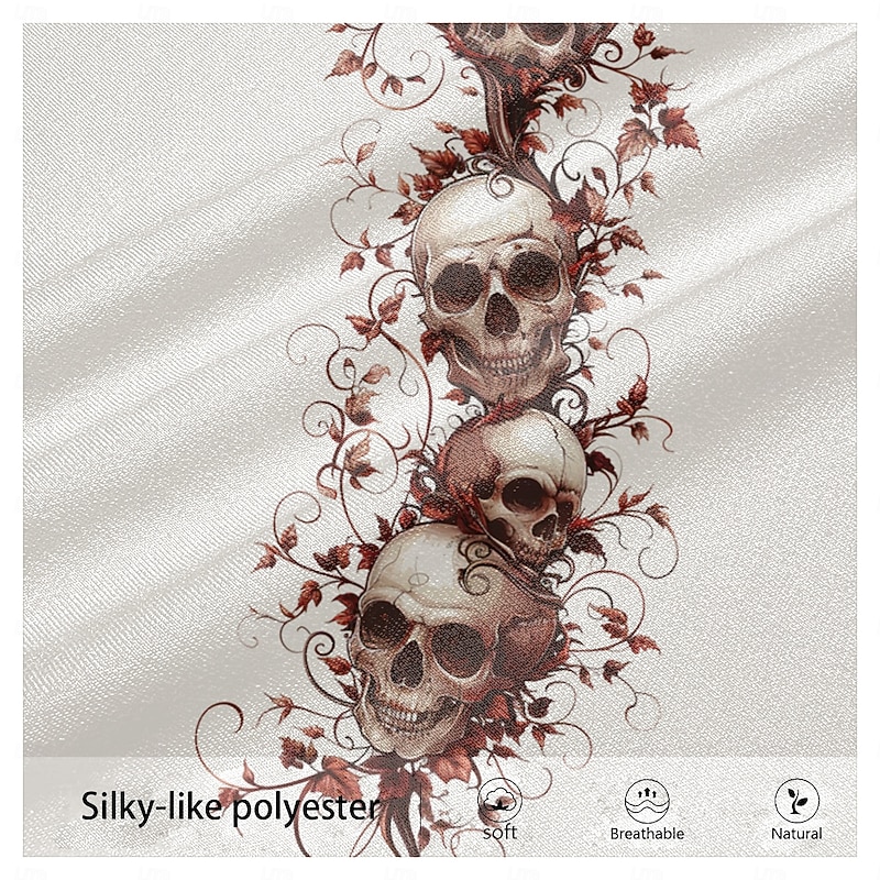 Men's Cool Skulls Dress Pants Mid Waist Casual Vacation Dailywear Zipper Pocket Summer Spring Fall 3D Print White3