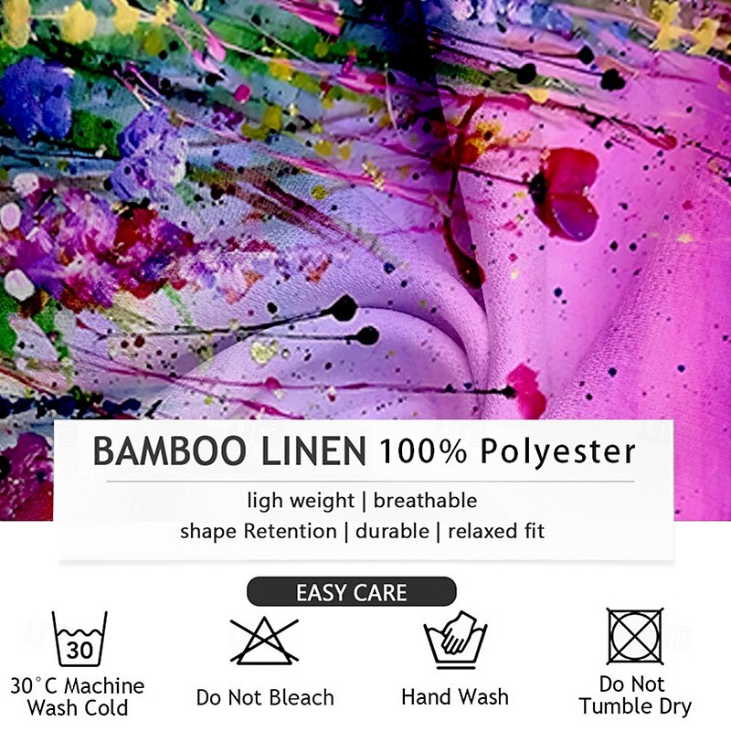 Men's Floral Button Up Shirt Long Sleeve Casual Vacation Daily Summer Spring &  Fall Grandad Collar Band Collar 3D Print Violet Blue Orange3