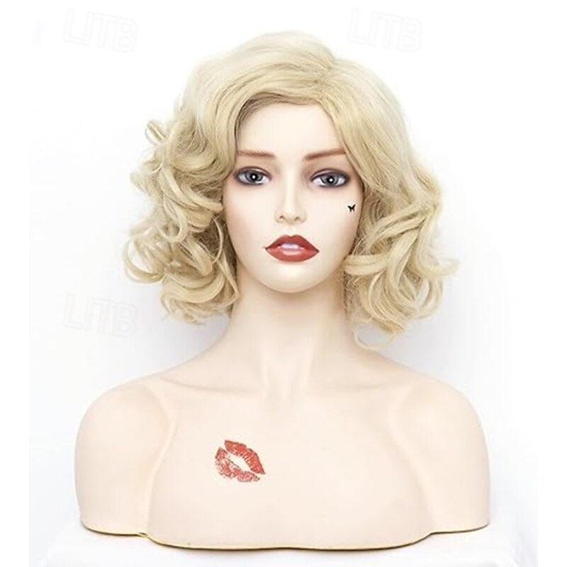 Short Wavy Wig for Women Curly Hair Natural Synthetic Wig Middle Part Full Wig Suitable for Cosplay Carnival Daily Use Halloween Wigs2