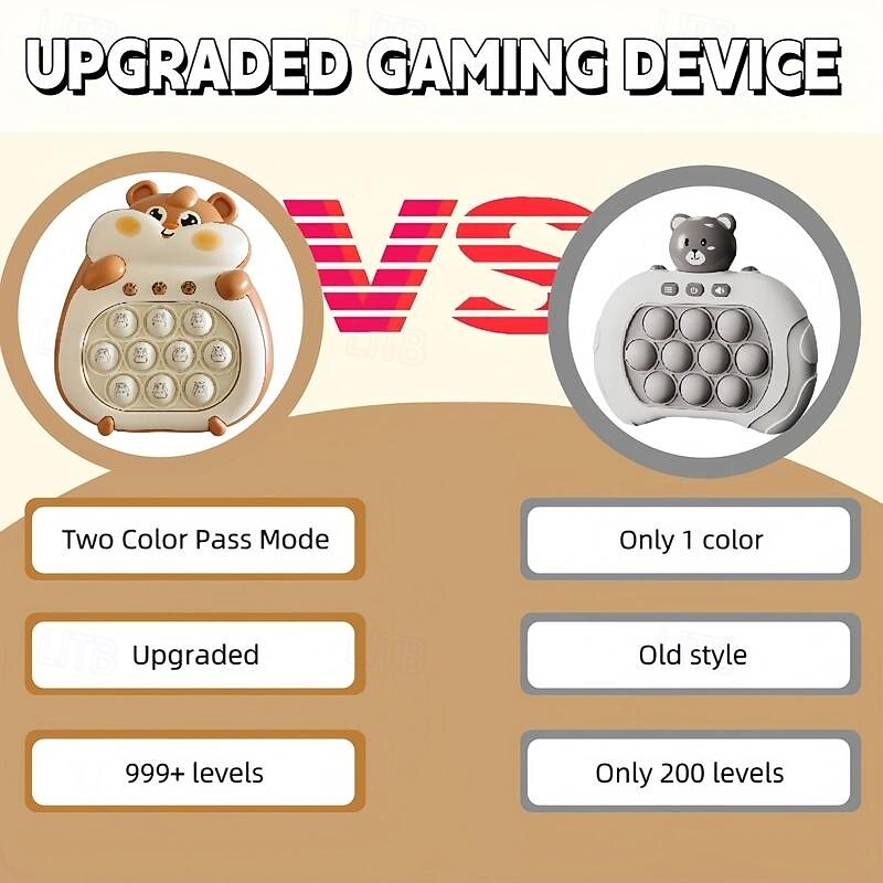 1pc Intelligence Toy, 4 Modes, 999 Game Levels, With Lights, Fast Press Game Console, Handheld Game Console, Fast Puzzle Game Console, Press Bubble Fidget Toy, Game Console3