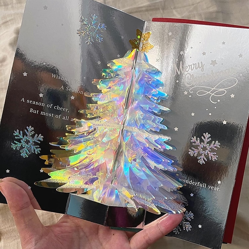 Christmas Tree 3D Pop-Up Card Greeting Card Merry Christmas Pop Up Card Winter Holiday Card Gift for New Year Xmas