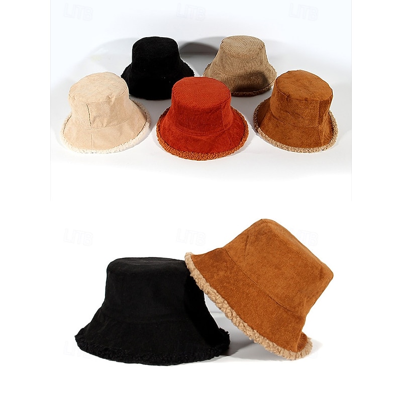 Women's Corduroy Bucket Hats with Sherpa Trim - Multi-Color for All Seasons Outdoor Fashion2