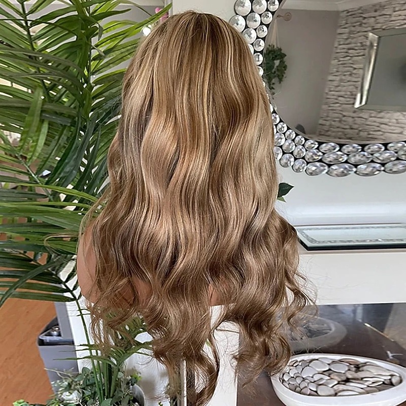 Unprocessed Virgin Hair 13x4 Lace Front Wig Middle Part Brazilian Hair Wavy Blonde Brown Multi-color Wig 130% 150% Density Highlighted / Balayage Hair Natural Hairline Glueless Pre-Plucked For Women2