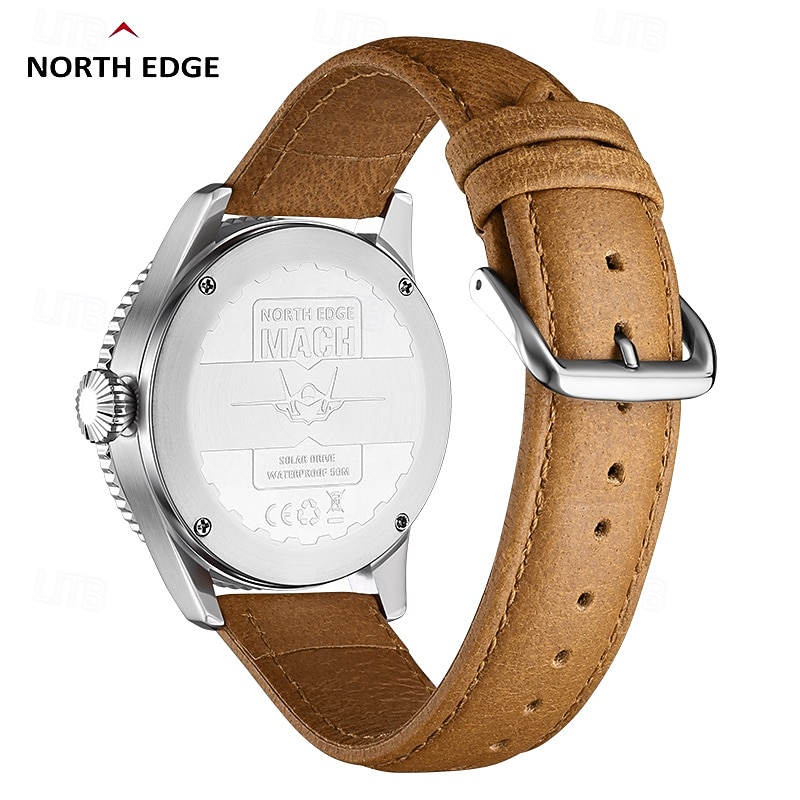 NORTH EDGE Men Quartz Watch Sports Wristwatch Waterproof Leather Watch2