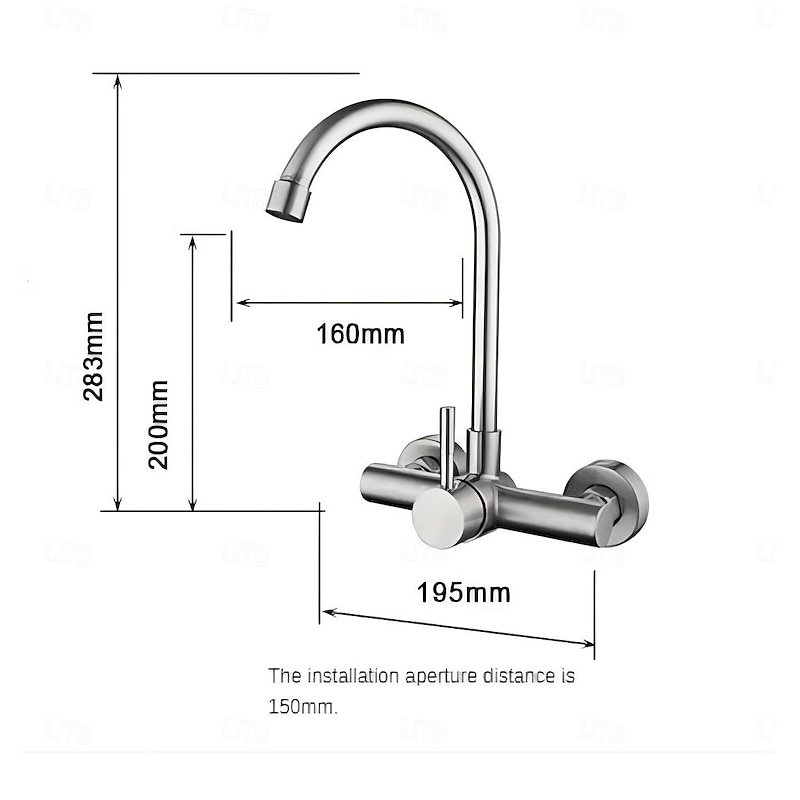 Kitchen Faucet,Stainless Steel Rotatable Wall Mounted Single Handle Two Holes Kitchen Taps with Hot and Cold Switch2