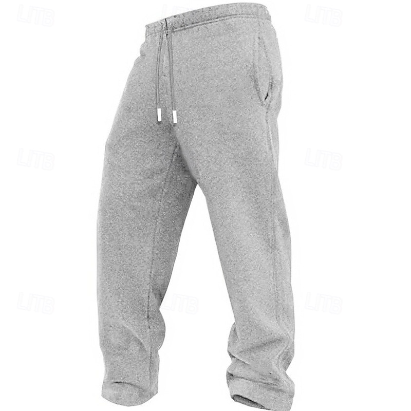 Men's Fleece Pants Sweatpants Trousers Casual Pants Drawstring Elastic Waist Straight Leg Plain Comfort Warm Full Length Outdoor Daily Going out Sports Fashion Black Blue4