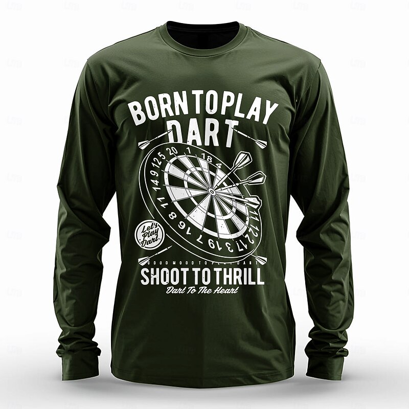 Men's Darts Funny Slang T Shirt Long Sleeve T shirt 3D Print Crew Neck Shirt Daily Designer Street Casual Black Red Blue Summer Spring Fall Clothing Apparel S M L XL XXL XXXL2