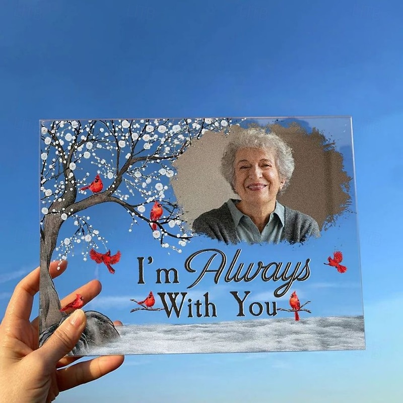 Personalized Acrylic Photo Plaque with Base Custom Memorial Gifts Missing You Photo Frames Plaque I'm Always With You Picture Frame - Memory of Mother Father Grandma Grandpa 20*15cm (8*6)3