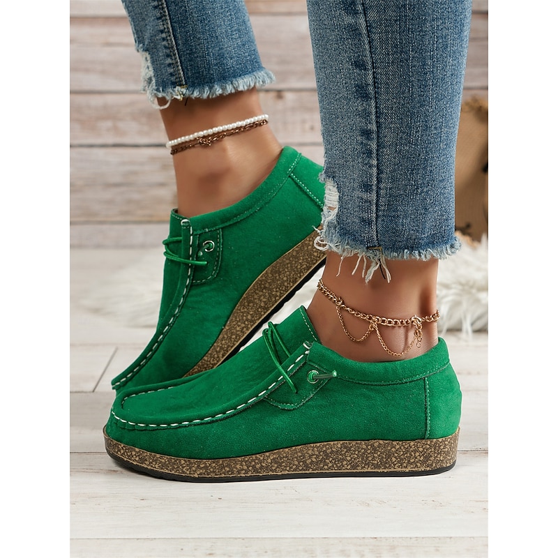 Women's Casual Grey Faux Suede Moccasins with Lace-Up Design and Cushioned Sole – Comfortable Loafers for Everyday Wear 18